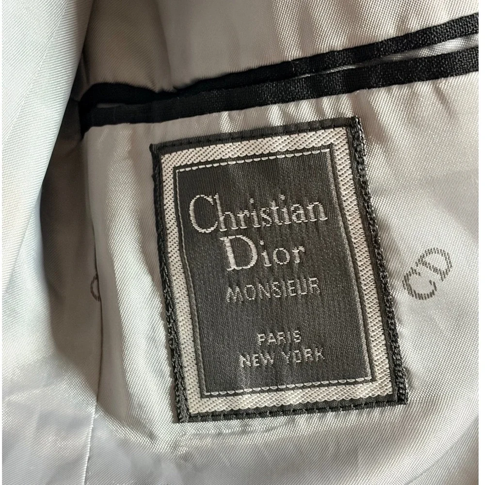 Vintage Christian Dior Monsieur Tuxedo Jacket Black Satin Lapel 38 XL